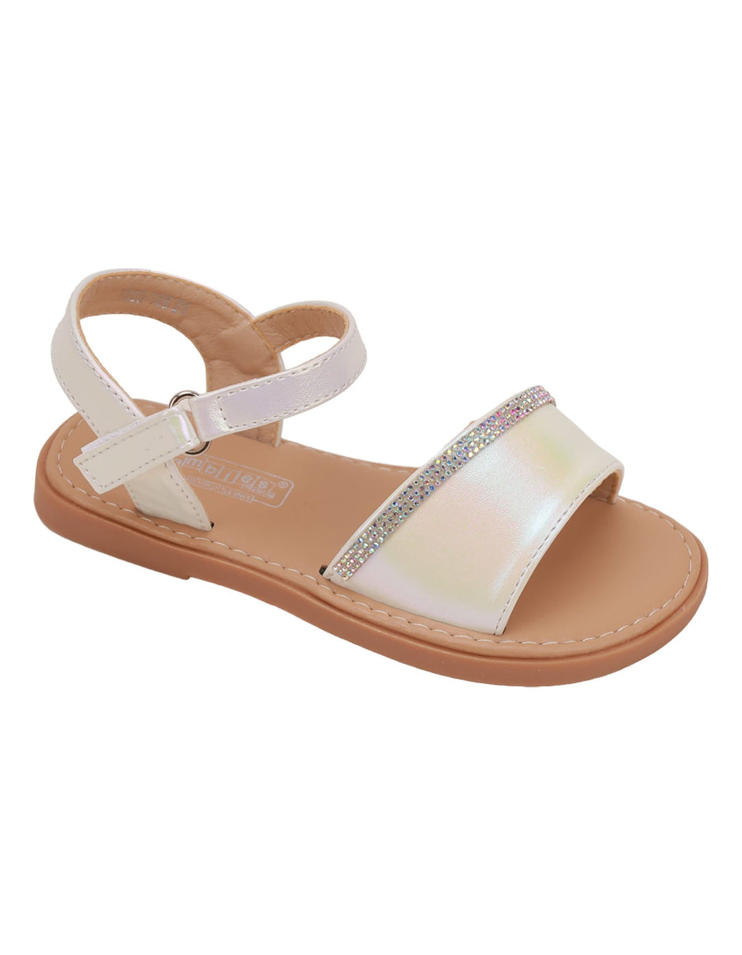 Sandal Shiny White with Diamontees for Girls - Kids