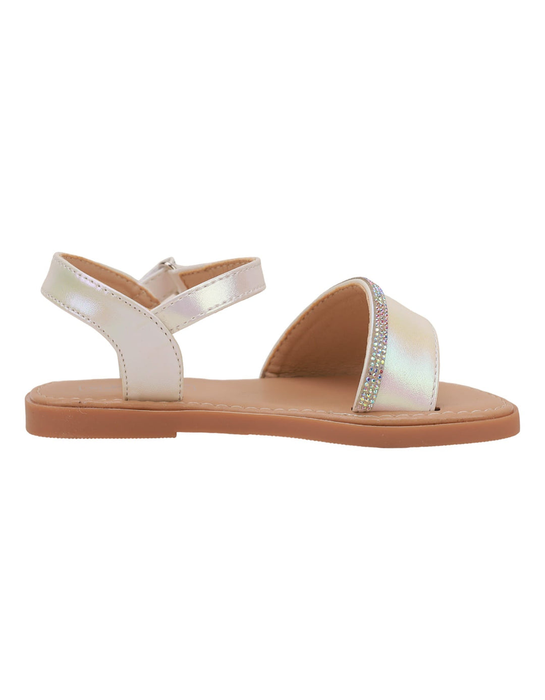 Sandal Shiny White with Diamontees for Girls - Kids