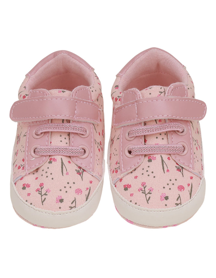 Booties Pink with Floral Theme for Girls