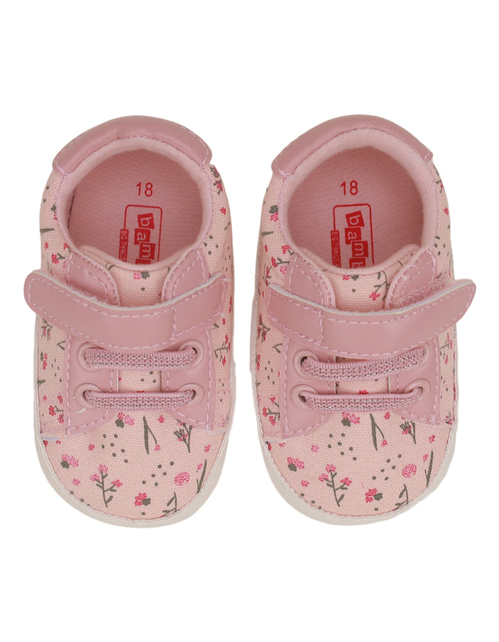 Booties Pink with Floral Theme for Girls