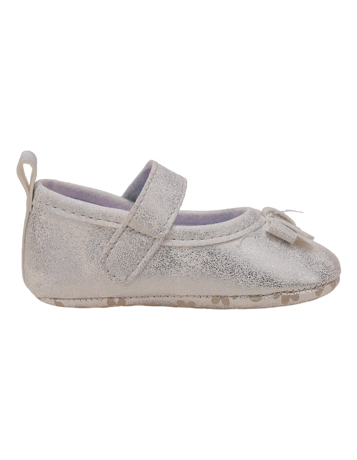 Booties Shiny Sliver with Bow for Girls