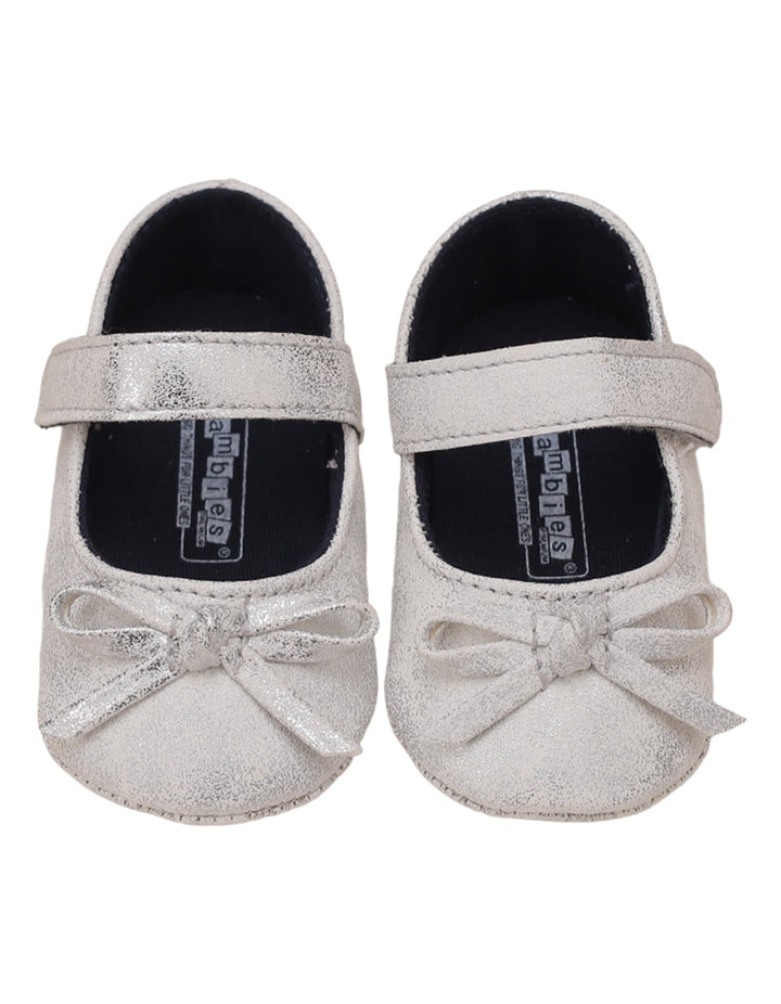 Booties Shiny Sliver with Bow for Girls