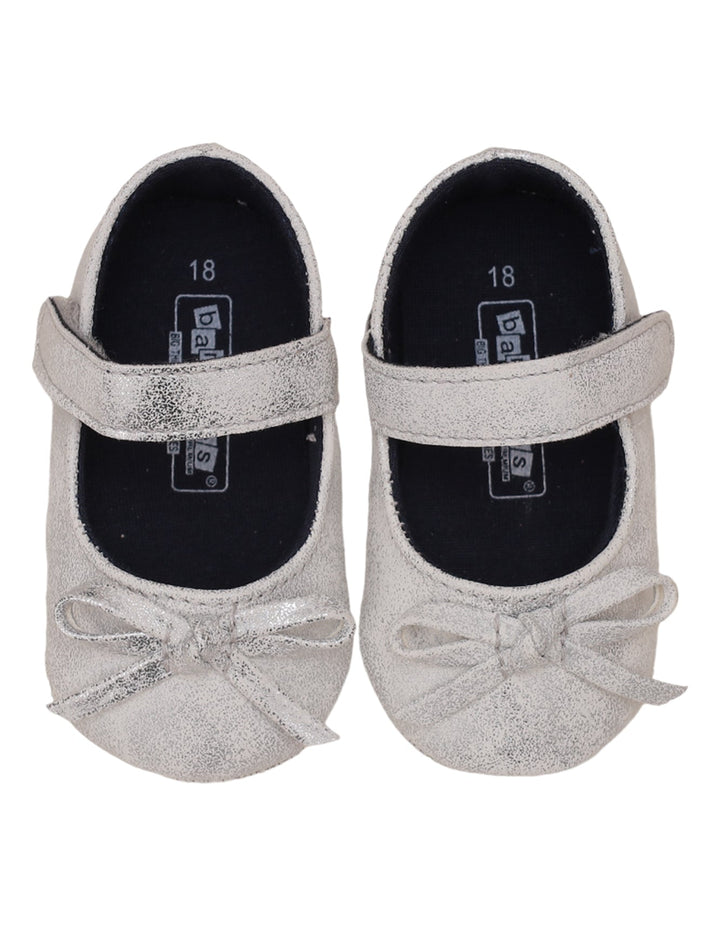 Booties Shiny Sliver with Bow for Girls