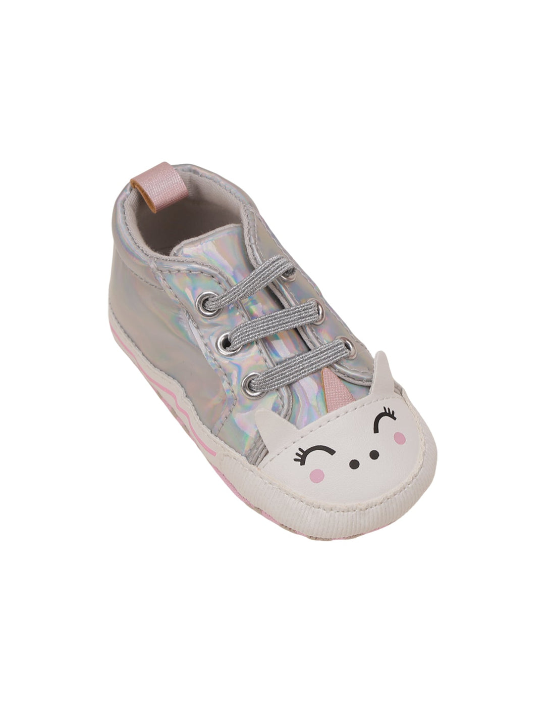 Booties Shiny Silver with Unicorn Theme for Girls