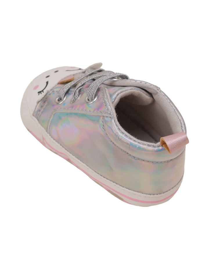 Booties Shiny Silver with Unicorn Theme for Girls