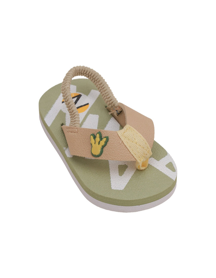 Slippers Green & Beige for Boys - Crown