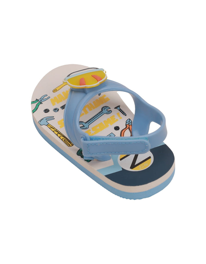 Sandal Blue & White for Boys - Contruction Theme