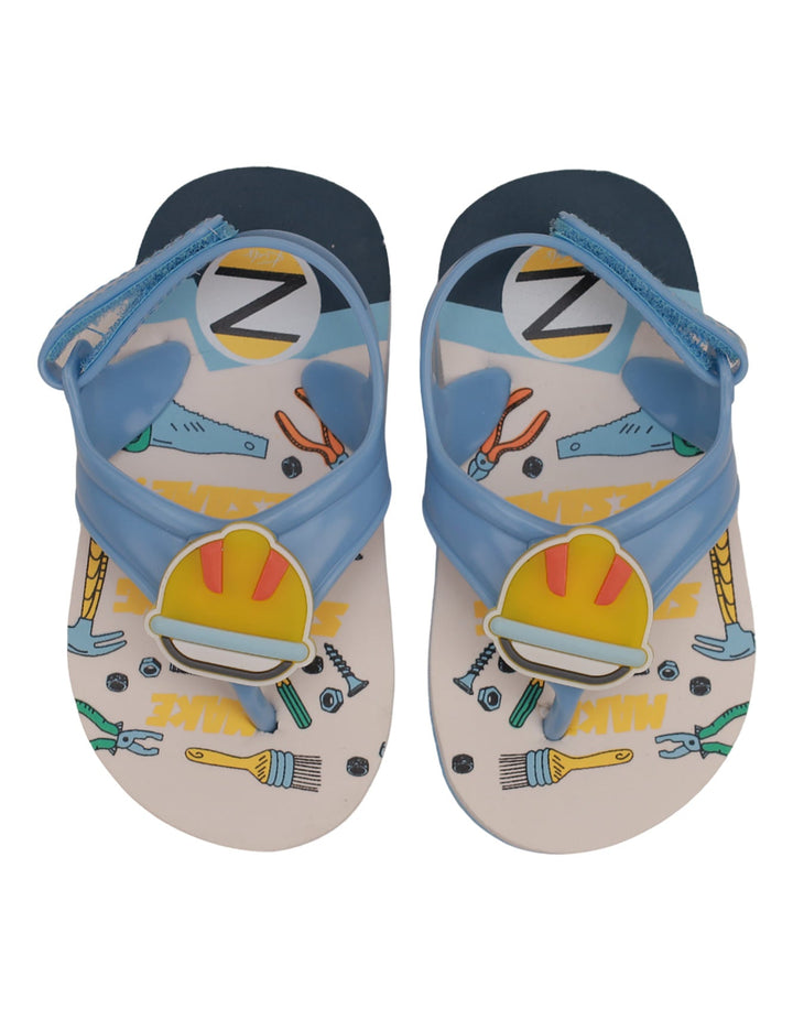 Sandal Blue & White for Boys - Contruction Theme