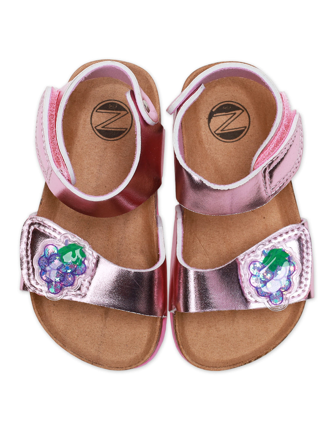 Girls' Grape Appliqué Adjustable Strap Sandals - Zubaidas Official™