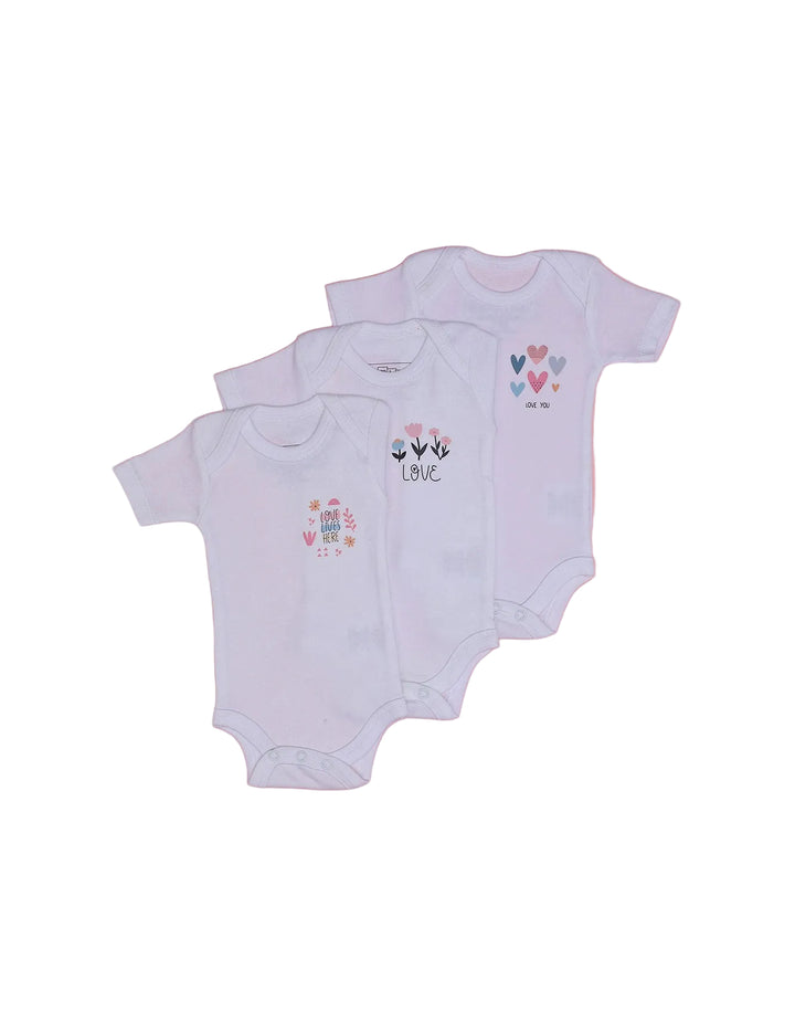 Newborn Baby Girls Body Suit White - Pack of 3