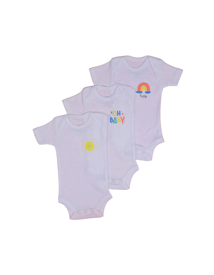Newborn Baby Body Suits White Bambies Pack of 3 at Zubaidas