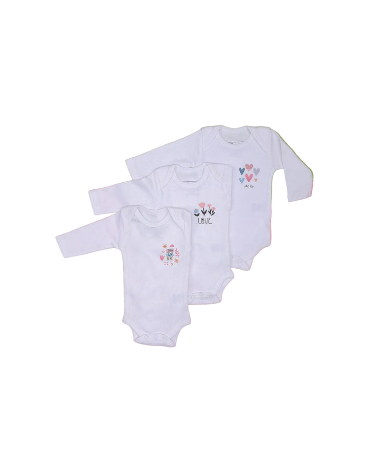 Baby Girl Body Suits White Bambies Pack of 3 at Zubaidas