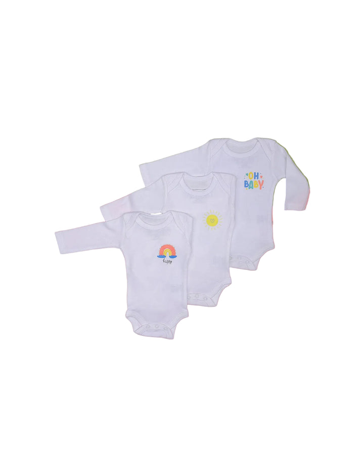 Baby Body Suit White Bambies Pack of 3 at Zubaidas