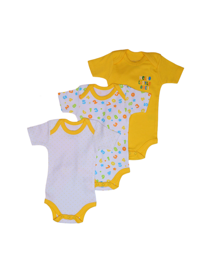 Body Suit Set with Numbers Print - Pack of 3