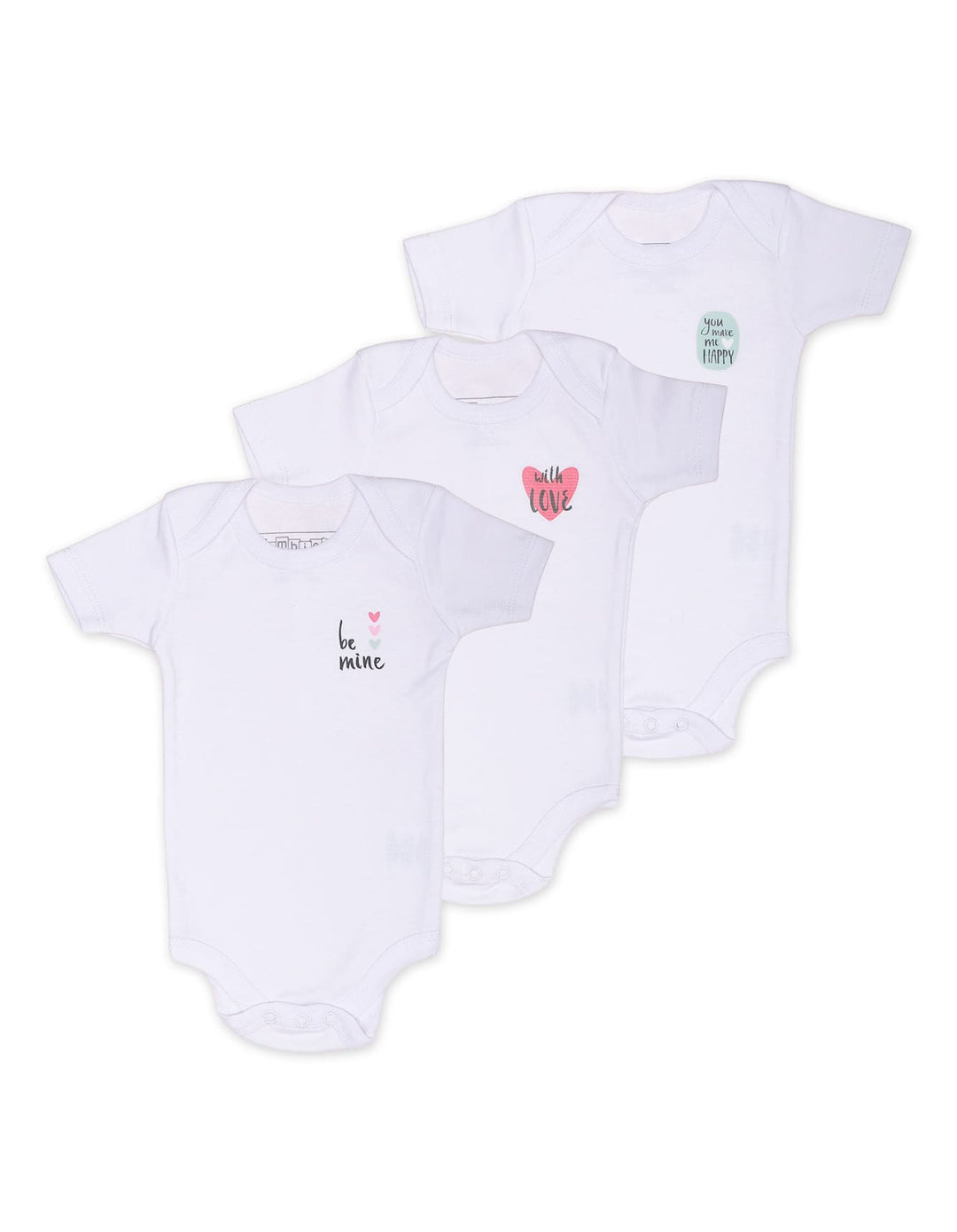 Baby Girls Body Suit White Bambies Pack of 3 at Zubaidas