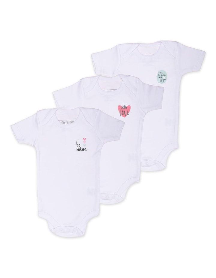Baby Girls Body Suit White Bambies Pack of 3 at Zubaidas
