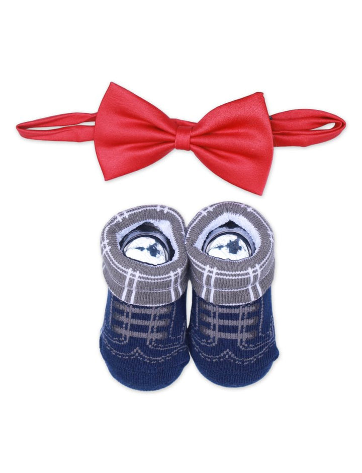 Socks With Bow Tie- Blue and Red