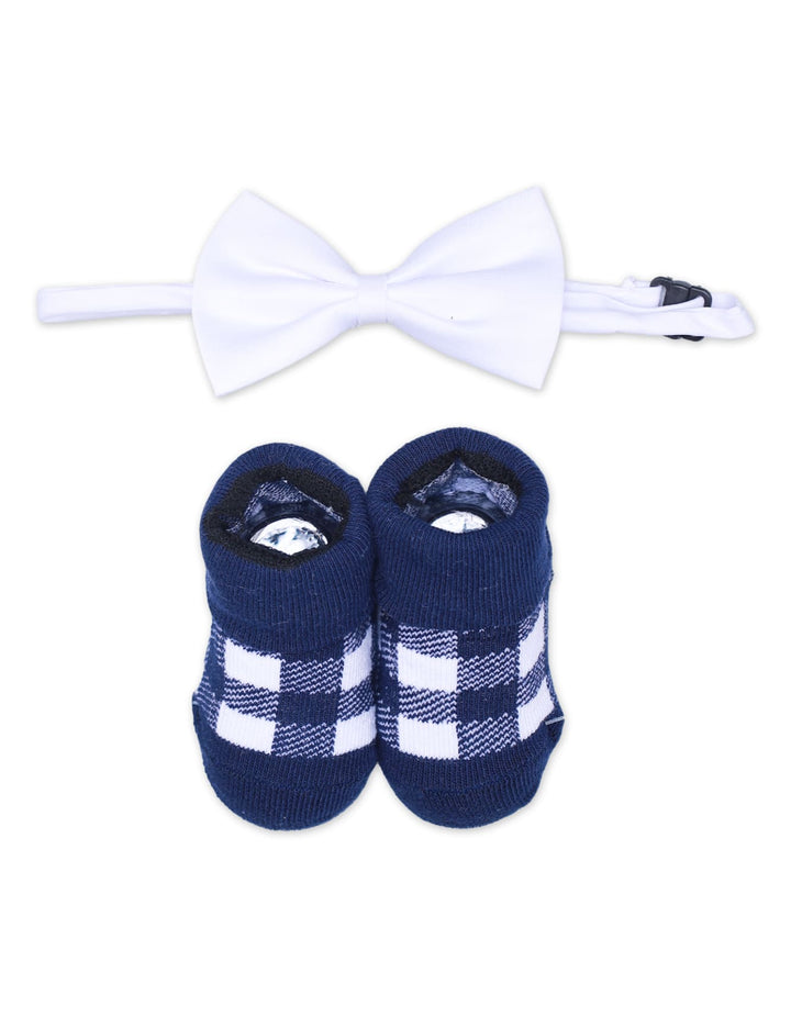 Socks With Bow Tie- White and Blue