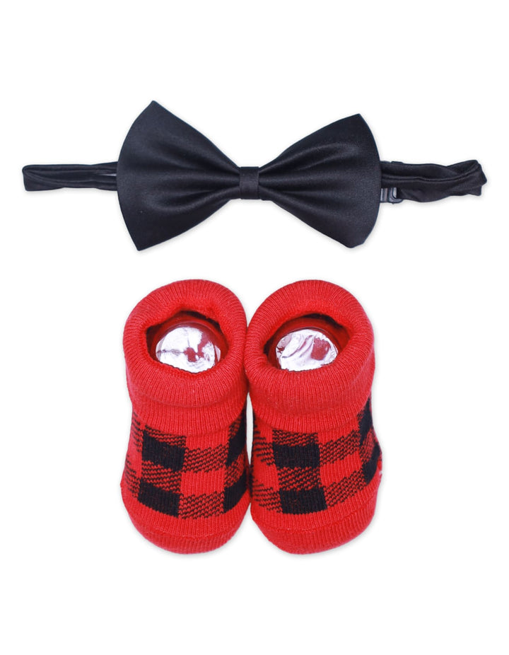 Socks With Bow Tie- Black and Red