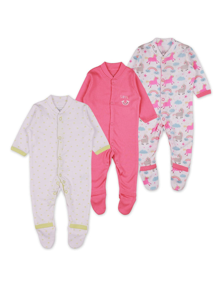 Zubaida's Sleep Suit Set with Unicorn Theme for Girls - Pack of 3