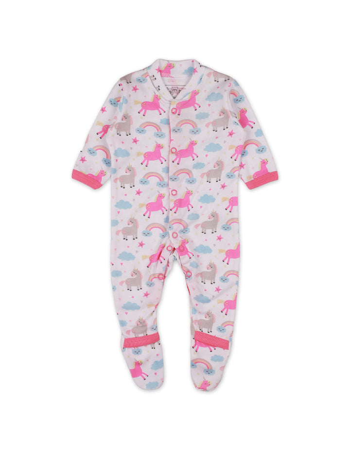 Zubaida's Sleep Suit Set with Unicorn Theme for Girls - Pack of 3