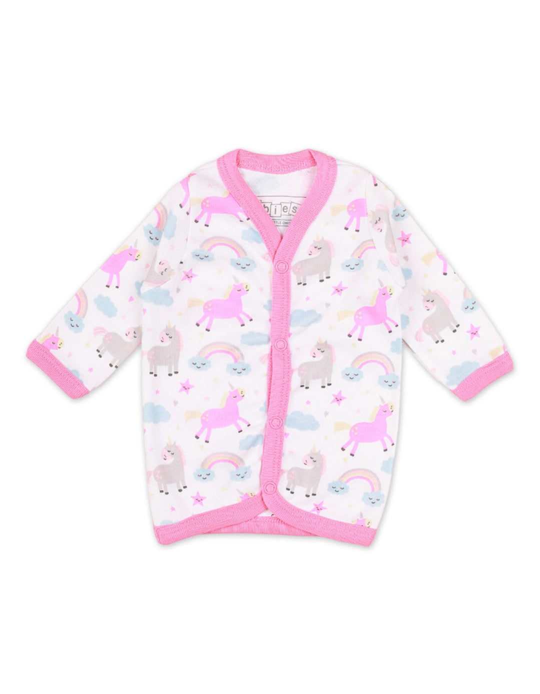 Night Suit Pink & White for Girls - Unicorn