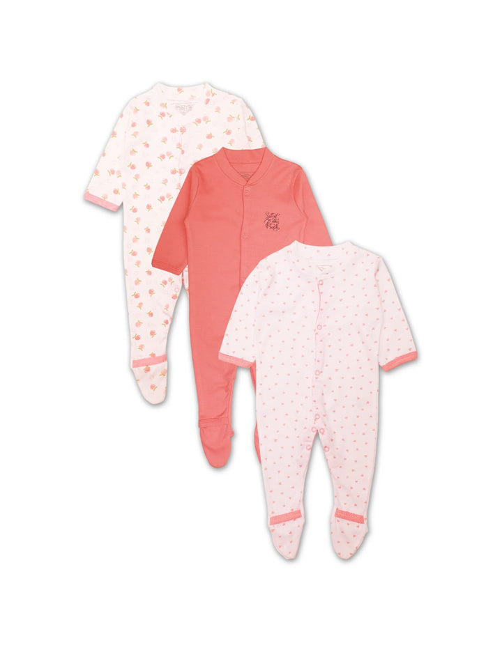 Sleep Suit Set with Fruity Peach Theme - Pack of 3