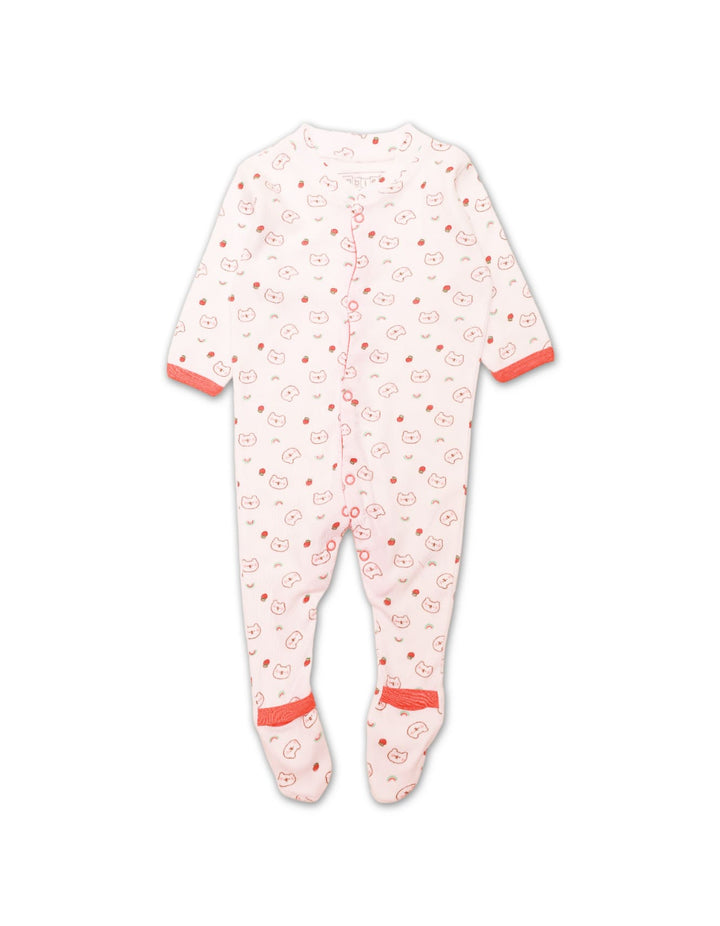 Sleep Suit Set with Orange Teddy Theme - Pack of 3