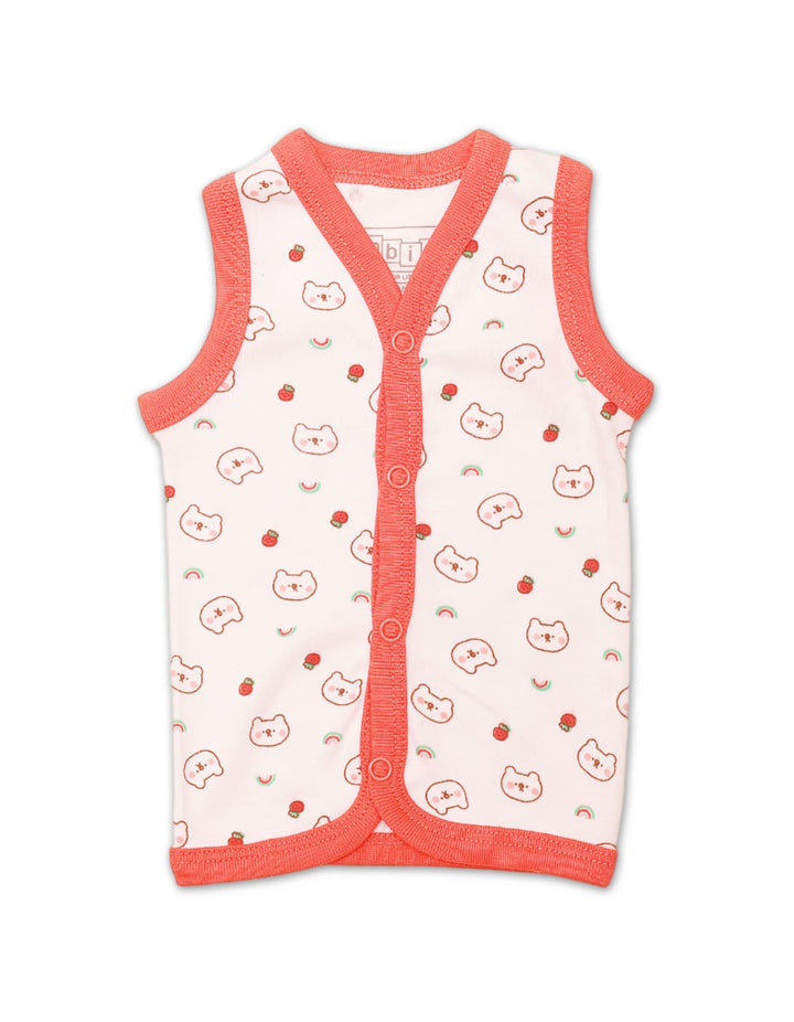 Vest White with Orange Teddy Theme - Pack of 3