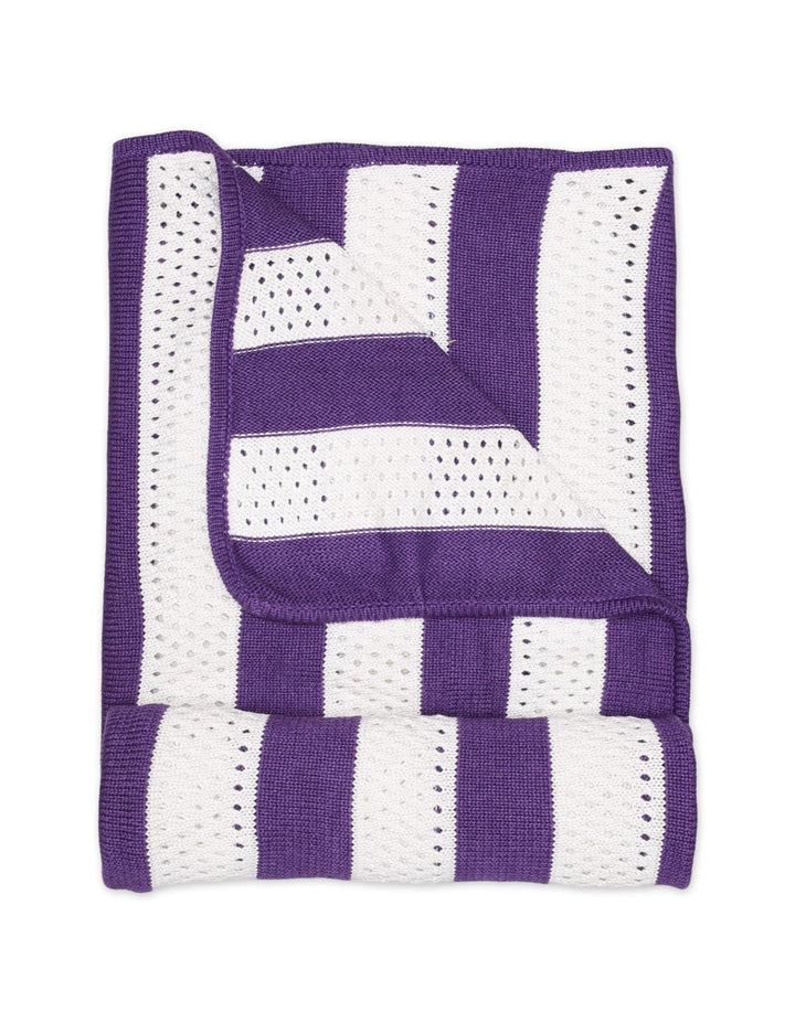 Blanket Woolen Stripes Purple White