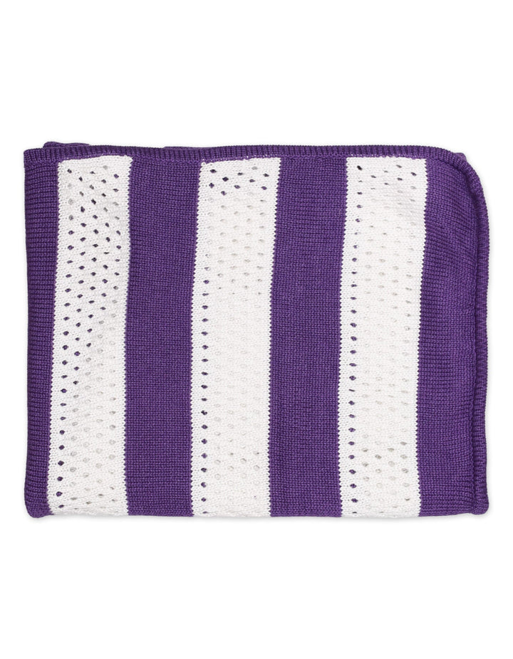 Blanket Woolen Stripes Purple White