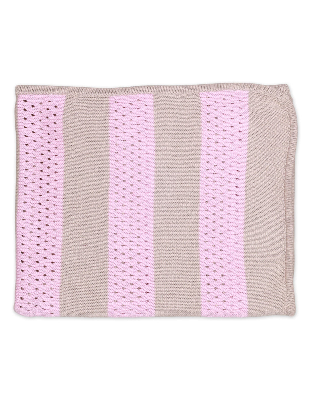 Blanket Woolen Stripes Pink Beige