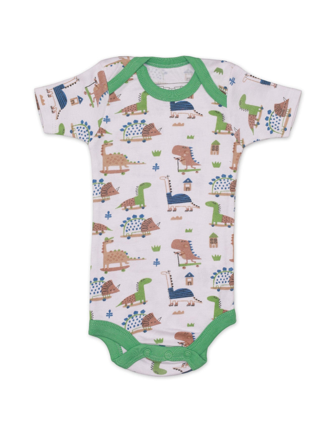 Body Suit Set with Green Dinos Theme for Boys - Pack of 3