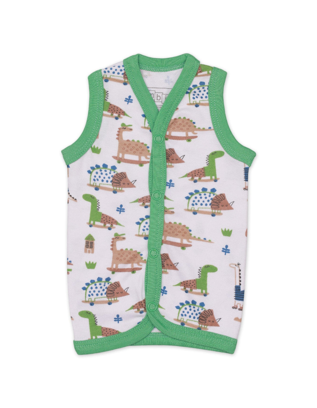 Vests with Green Dinos Theme for Boys- Pack of 3