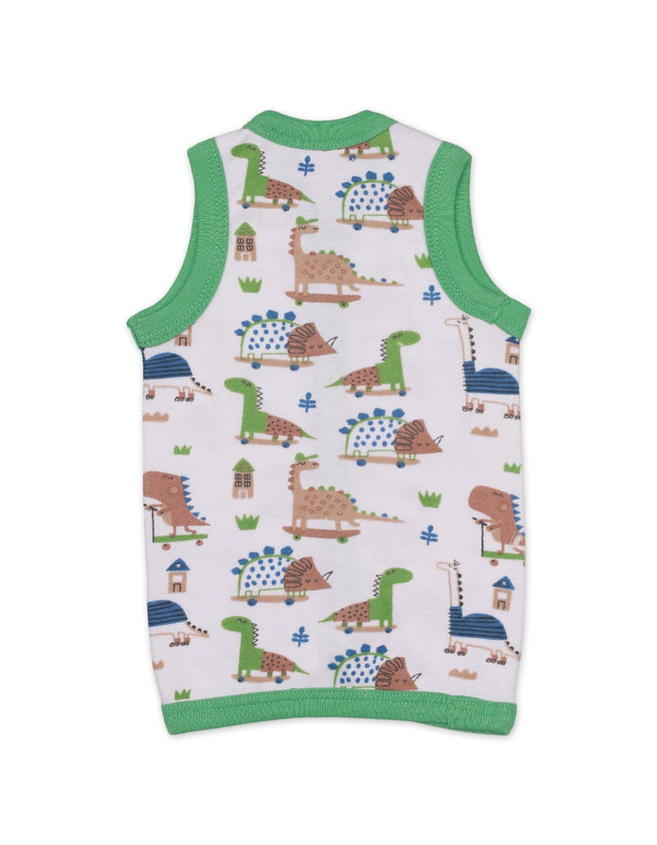 Vests with Green Dinos Theme for Boys- Pack of 3