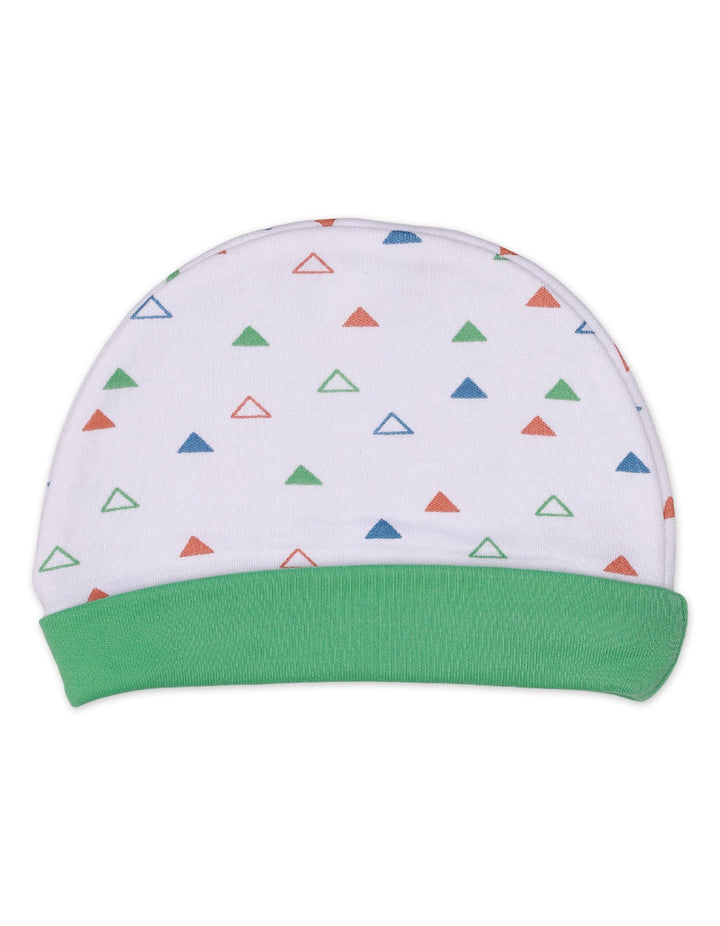 Baby Cap Triangles Green Dinos Theme for Boys  - Large