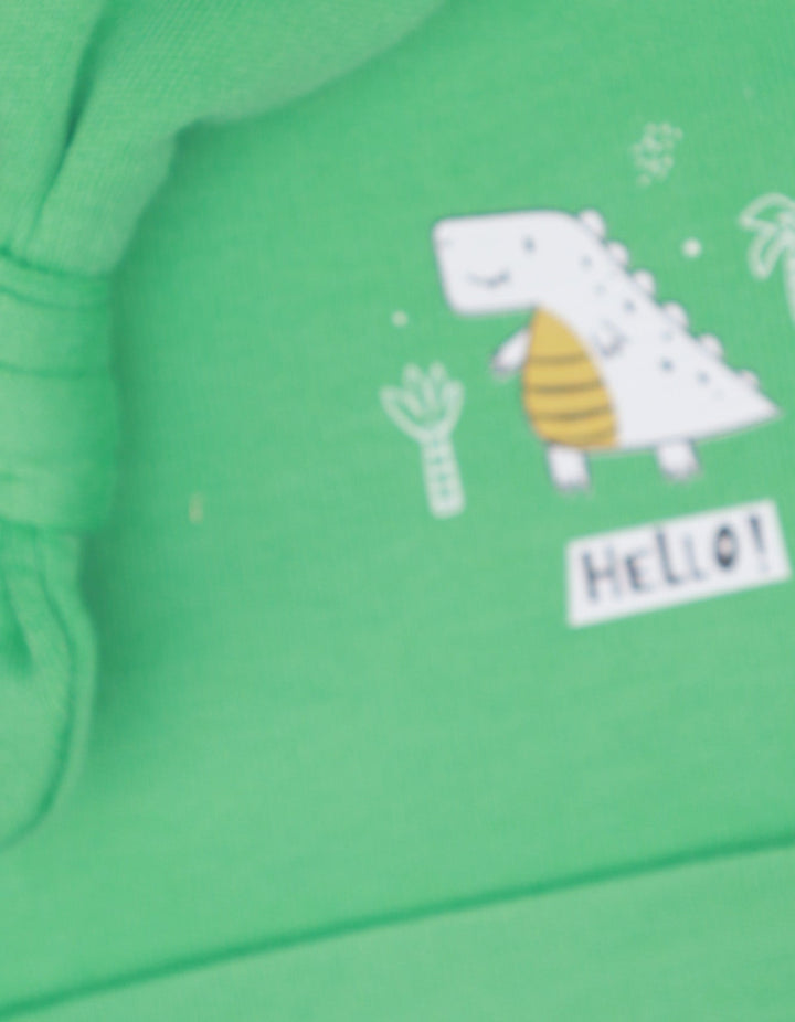 Knotted Cap Hello Green Dino Theme for Boys