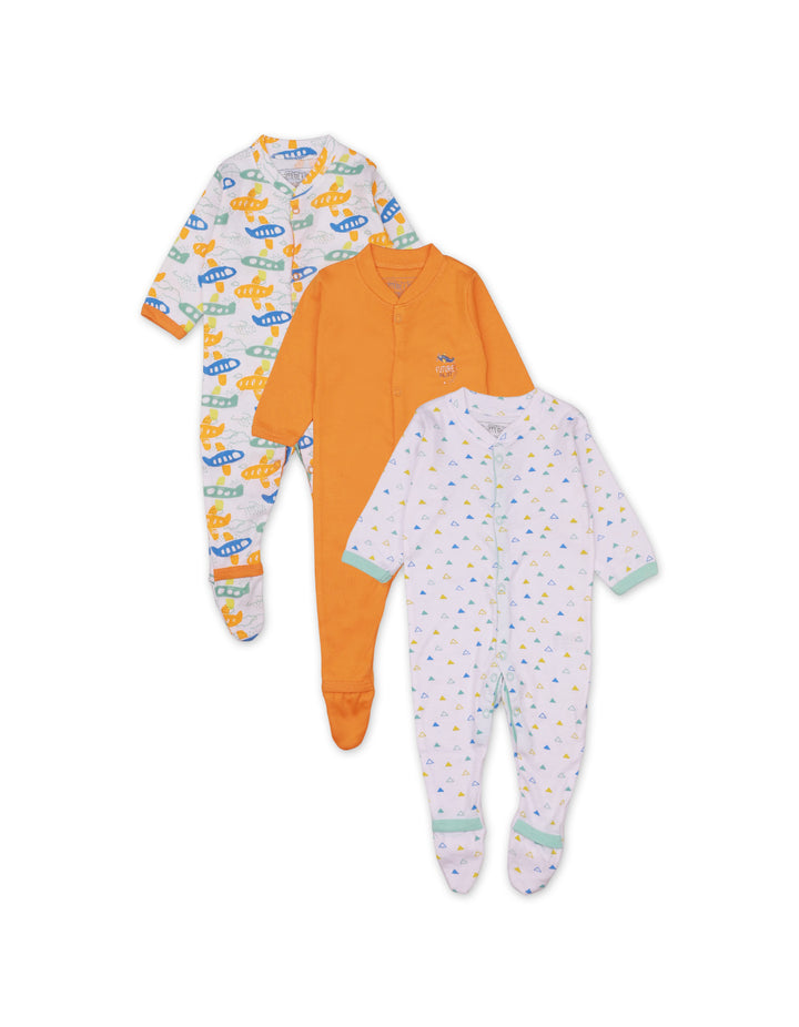 Sleep Suit Set with Pilot Theme for Boys - Pack of 3