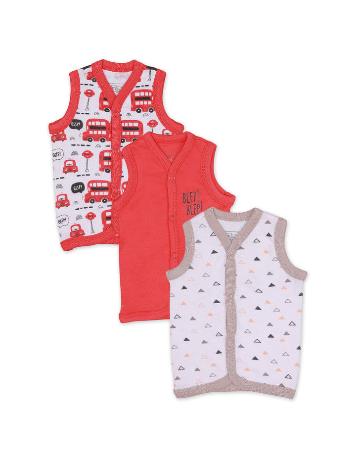 Vests with Bus Theme for Boys - Pack of 3