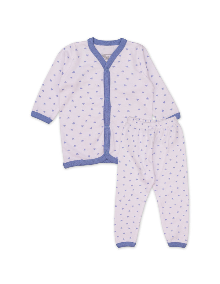 Zubaida's Night Suit Little Heart Flower Lilac Theme for Girls