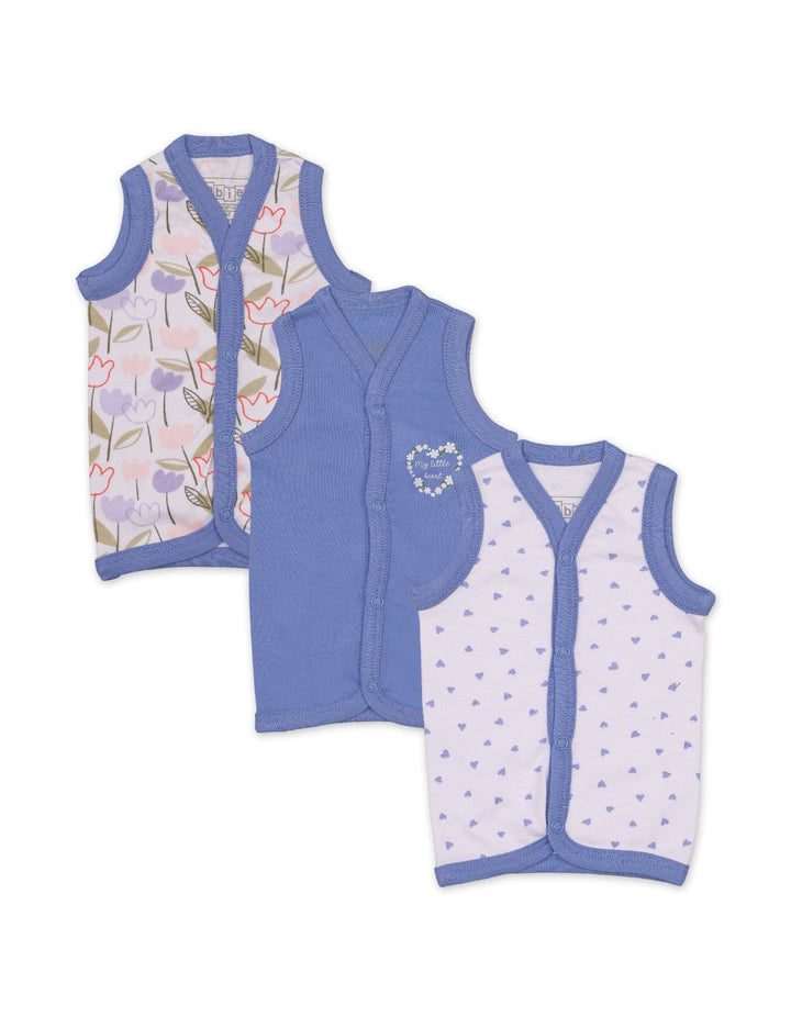 Vests with Flower Lilac Theme for Girls- Pack of 3