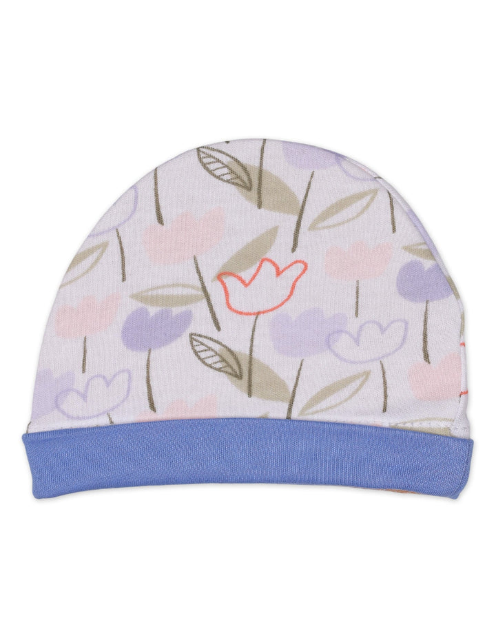 Baby Caps Flower Lilac Theme for Girls- Pack of 3