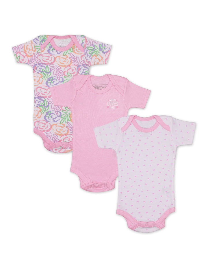 Body Suit Set with Floral Theme for Girls- Pack of 3