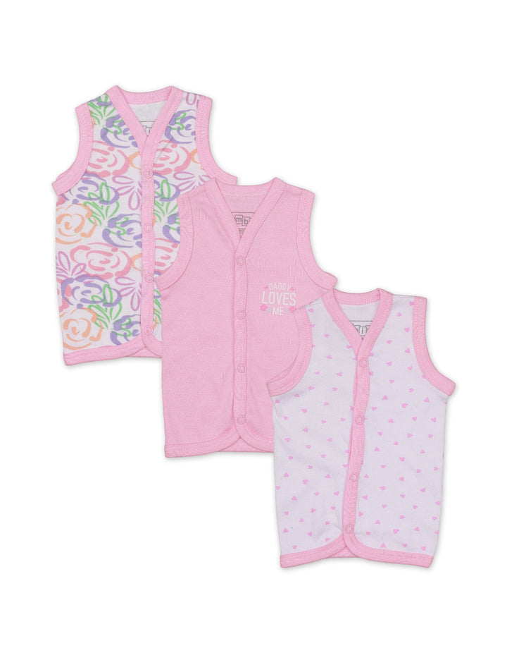 Vests with Floral Theme for Girls- Pack of 3