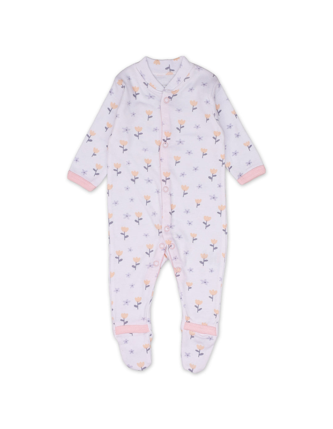 Sleep Suit Set with Blossom Theme for Girls - Pack of 3