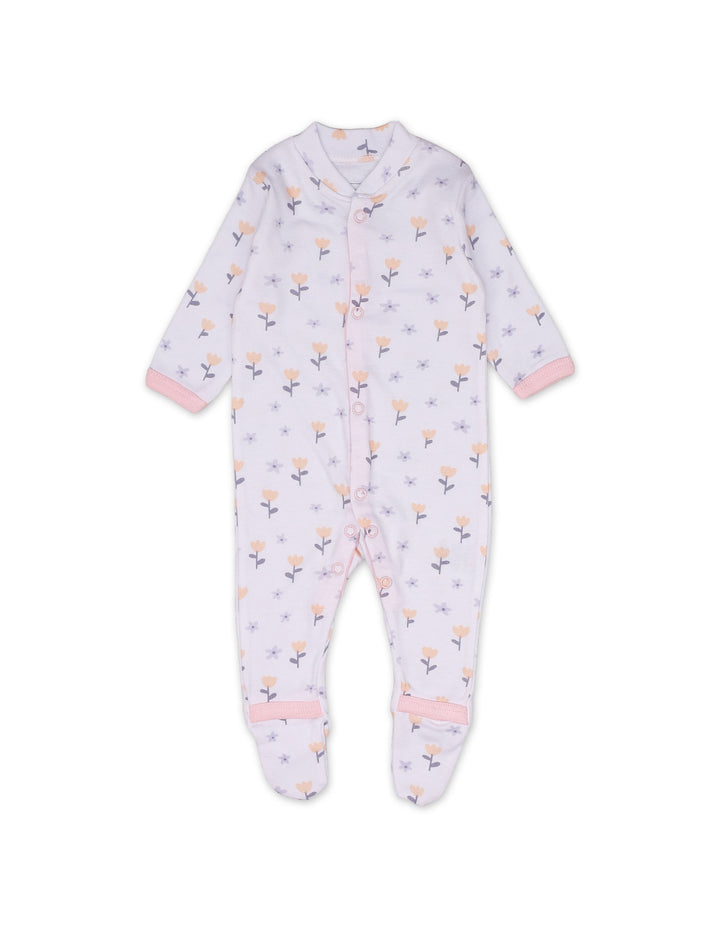 Sleep Suit Set with Blossom Theme for Girls - Pack of 3