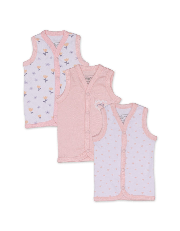 Vests with Blossom Theme for Girls - Pack of 3