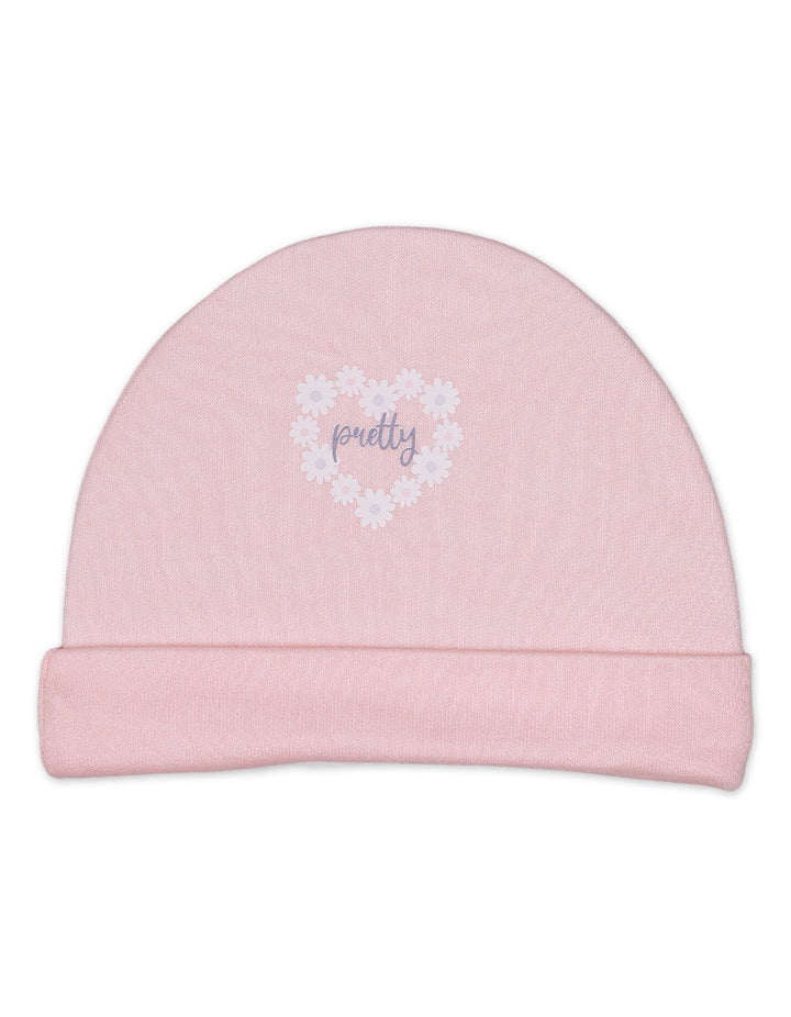 Baby Cap Pink White Heart Blossom Theme - Large