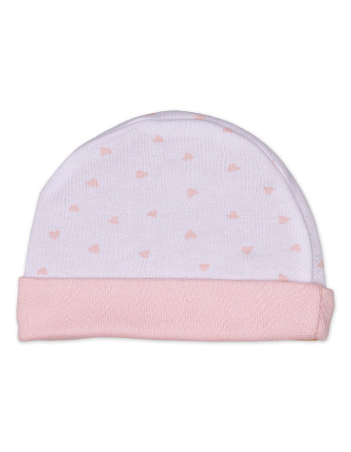 Baby Cap Pink White Heart Blossom Theme - Small