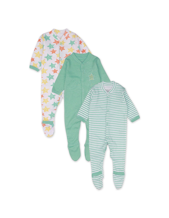 Sleep Suit Set Night Stars Theme Unisex - Pack of 3